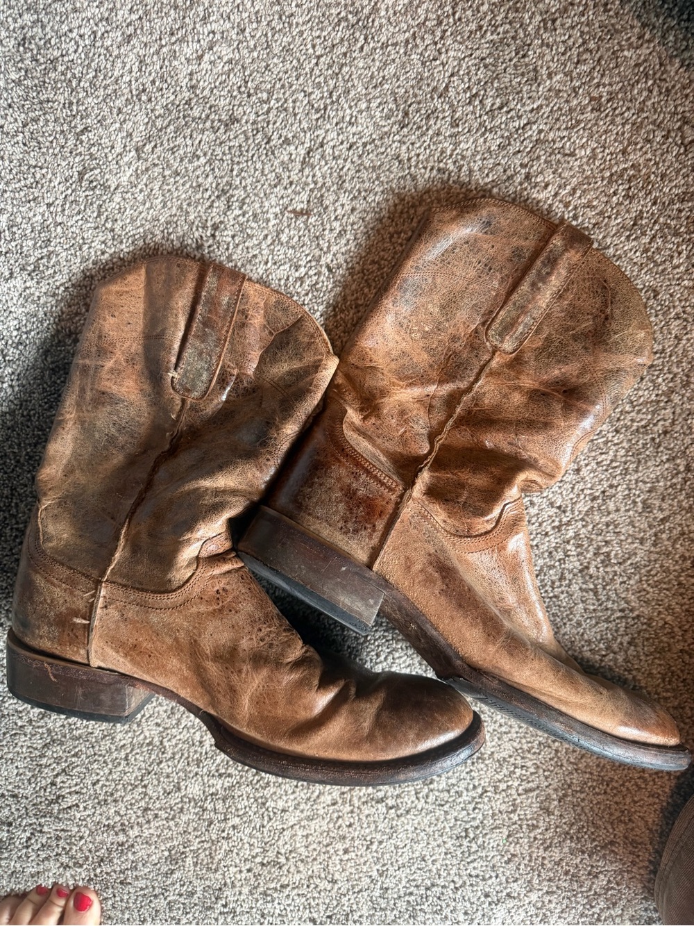 Lucchese Distressed Brown Leather Western Boots size 10 1/2 - Picture 2 of 6